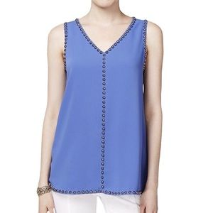 Alfani Blue Studded Embellished V-Neck Cami Blouse